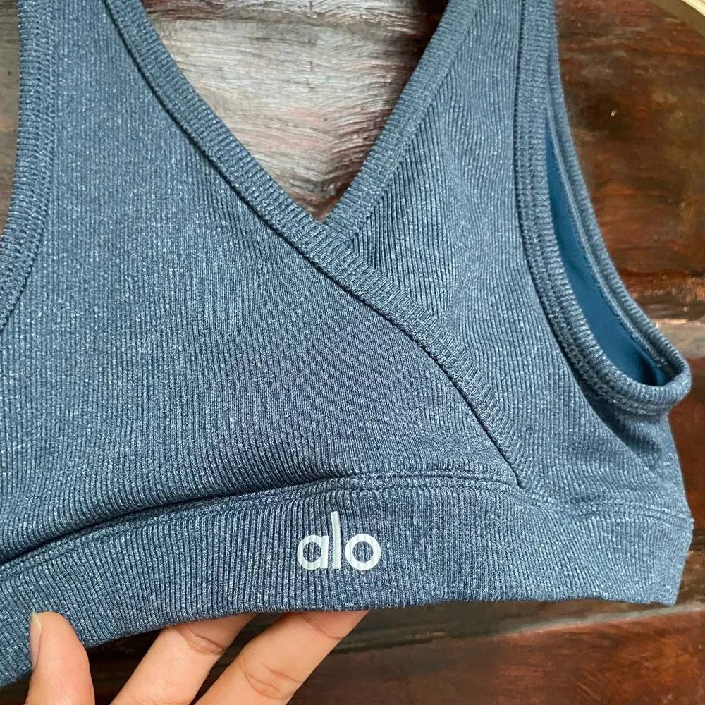 ALO Yoga Blue Cross-Back Sports Bra